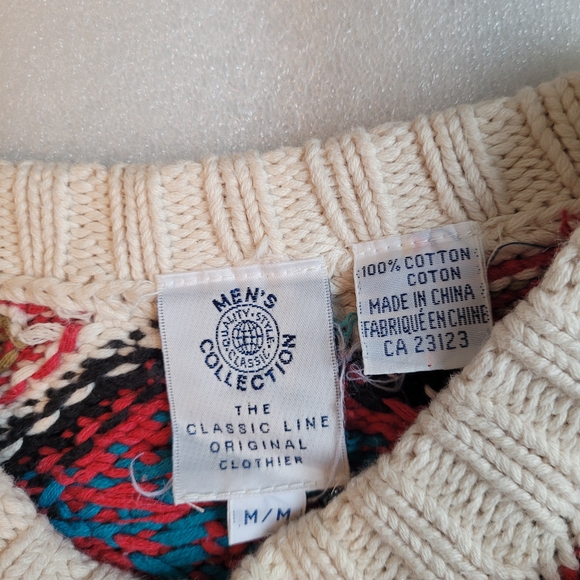 Vintage Navajo Pattern Men's Cotton Crew Neck Sweater Medium - Picture 4 of 11